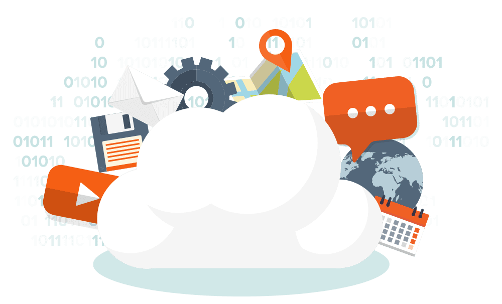 graphic of cloud with icons